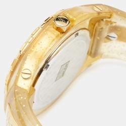 Pre Owned GF Ferre Champagne Gold Plated Stainless Steel Rubber 9024J Women's Wristwatch 39 mm