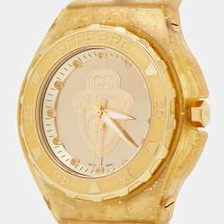 Pre Owned GF Ferre Champagne Gold Plated Stainless Steel Rubber 9024J Women's Wristwatch 39 mm