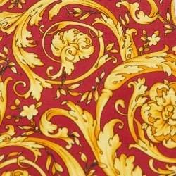 Gianni Versace Vintage Red/Yellow Barocco Print Silk Traditional Tie