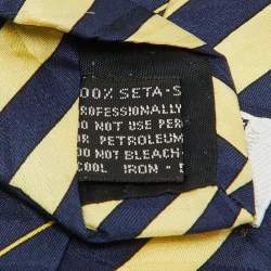 Gianni Versace Vintage Yellow/Blue Print Silk Traditional Tie