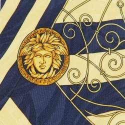Gianni Versace Vintage Yellow/Blue Print Silk Traditional Tie
