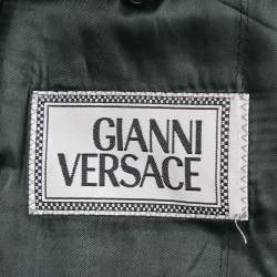 Gianni Versace Navy Blue Patterned Single Breasted Blazer M
