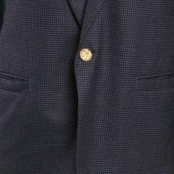 Gianni Versace Navy Blue Patterned Single Breasted Blazer M