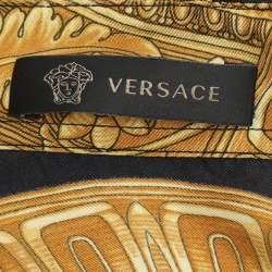 Pre Owned Gianni Versace Black/Gold Silk Barocco Print Long Sleeve Shirt XL