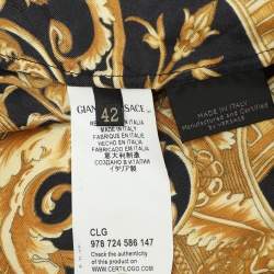 Pre Owned Gianni Versace Black/Gold Silk Barocco Print Long Sleeve Shirt XL