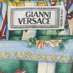 Pre Owned Gianni Versace Green Printed Silk Oversized Shirt L