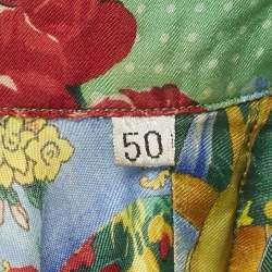 Pre Owned Gianni Versace Green Printed Silk Oversized Shirt L