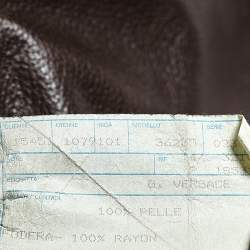 Pre Owned Gianni Versace Brown Leather Zip Front Belted Coat XL