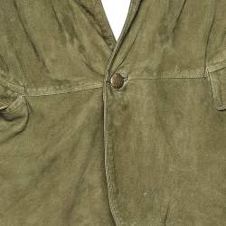 Gianni Versace Green Suede Button Front Blazer XXL