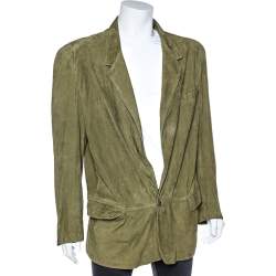 Gianni Versace Green Suede Button Front Blazer XXL