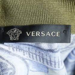 Pre Owned Versace Green Printed Cotton Pique Polo T-Shirt M