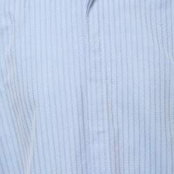 Gianni Versace Blue Striped Cotton Button Down Shirt 2XL