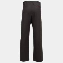 Gianni Versace Dark Brown Wool Drawstring Trousers L