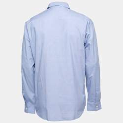Pre Owned Gianni Versace Blue Plaided Cotton Full Sleeve Shirt L