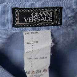 Pre Owned Gianni Versace Blue Plaided Cotton Full Sleeve Shirt L