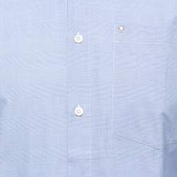 Pre Owned Gianni Versace Blue Plaided Cotton Full Sleeve Shirt L