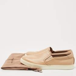 Gianvito Rossi Beige Leather Slip On Sneakers Size 41