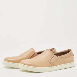 Gianvito Rossi Beige Leather Slip On Sneakers Size 41