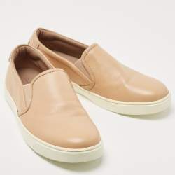 Gianvito Rossi Beige Leather Slip On Sneakers Size 41