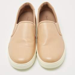 Gianvito Rossi Beige Leather Slip On Sneakers Size 41