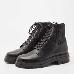 Gianvito Rossi Black Leather and Fabric Martis Ankle Boots Size 41