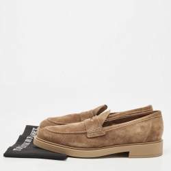 Gianvito Rossi Brown Suede Penny Slip On Loafers Size 46