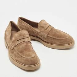 Gianvito Rossi Brown Suede Penny Slip On Loafers Size 46