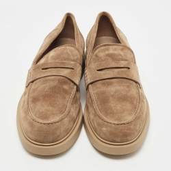 Gianvito Rossi Brown Suede Penny Slip On Loafers Size 46