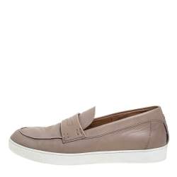 Gianvito Rossi Beige Leather Penny Slip On Loafers Size 44