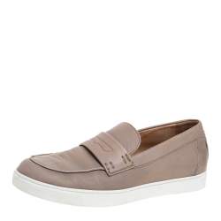 Gianvito Rossi Beige Leather Penny Slip On Loafers Size 44