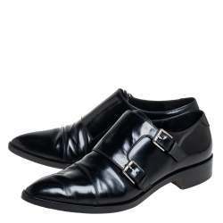 Gianvito Rossi Black Leather Monk Strap Derby Size 40.5