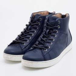 Gianvito Rossi Blue Leather High Top Sneakers Size 44
