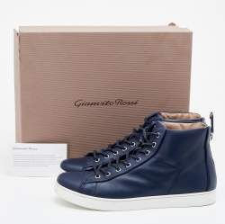 Gianvito Rossi Blue Leather High Top Sneakers Size 44