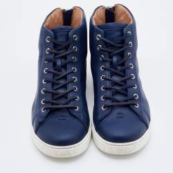 Gianvito Rossi Blue Leather High Top Sneakers Size 44