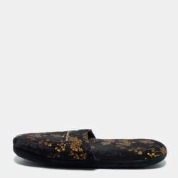 Gianvito Rossi Black/Gold Brocade Fabric Mules Size M