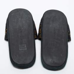 Gianvito Rossi Black/Gold Brocade Fabric Mules Size M
