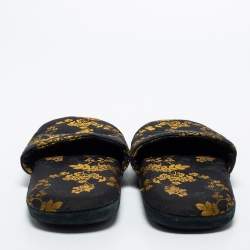 Gianvito Rossi Black/Gold Brocade Fabric Mules Size M