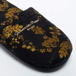 Gianvito Rossi Black/Gold Brocade Fabric Mules Size M