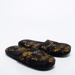 Gianvito Rossi Black/Gold Brocade Fabric Mules Size M