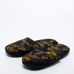 Gianvito Rossi Black/Gold Brocade Fabric Mules Size M