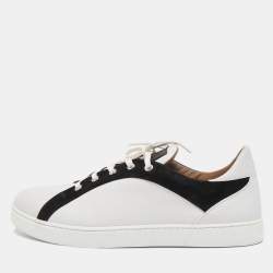 Gianvito Rossi White/Black Leather and Suede Low Top Sneakers Size 43