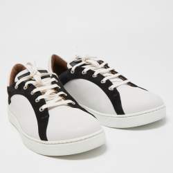 Gianvito Rossi White/Black Leather and Suede Low Top Sneakers Size 43