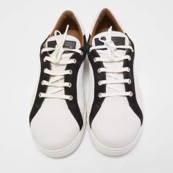 Gianvito Rossi White/Black Leather and Suede Low Top Sneakers Size 43