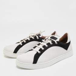 Gianvito Rossi White/Black Leather and Suede Low Top Sneakers Size 43