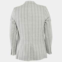 Pre Owned Gio Ferrari Grey Checkered Wool Blend Blazer S