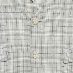 Pre Owned Gio Ferrari Grey Checkered Wool Blend Blazer S