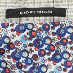 Pre Owned Gio Ferrari Grey Checkered Wool Blend Blazer S