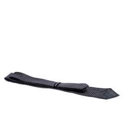 Pre Owned Giorgio Armani Anthracite Grey Geometric Pattern Silk Jacquard Classic Tie