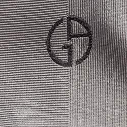 Pre Owned Giorgio Armani Grey Pinstripe Tonal Pattern Silk Jacquard Classic Tie