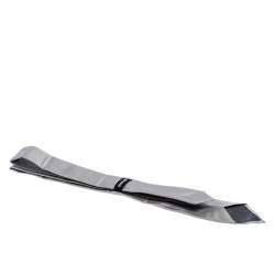 Pre Owned Giorgio Armani Grey Pinstripe Tonal Pattern Silk Jacquard Classic Tie